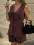 'Velvetvine' V-Neck Top and Shorts Set - Celes Fashion